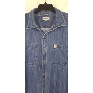 Carhartt Heavy Denim Work Shirt Mens 3XL Blue Western Cowboy